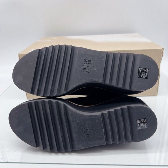 Eileen Fisher Lilou Wedge Ankle Boots Chelsea Booties Black Nubuck Womens US 6.5 - Picture 9 of 11